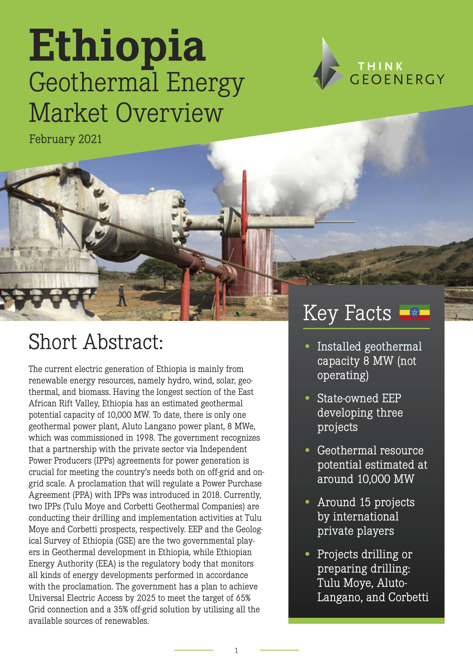 Ethiopia Geothermal Energy Market Overview 2021 Ethiopia Geothermal Energy Market Overview 2021